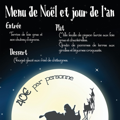 Flyer Menu de Noël et jour de l'an